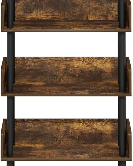 Furinno Turn-N-Tube 5-Tier Toolless Display Rack, Amber Pine/Black - LeafyLoom