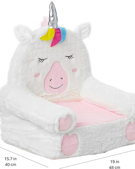 Amazon Basics Children's Plush Toddler Chair, Unicorn, Medium, Multicolor - LeafyLoom