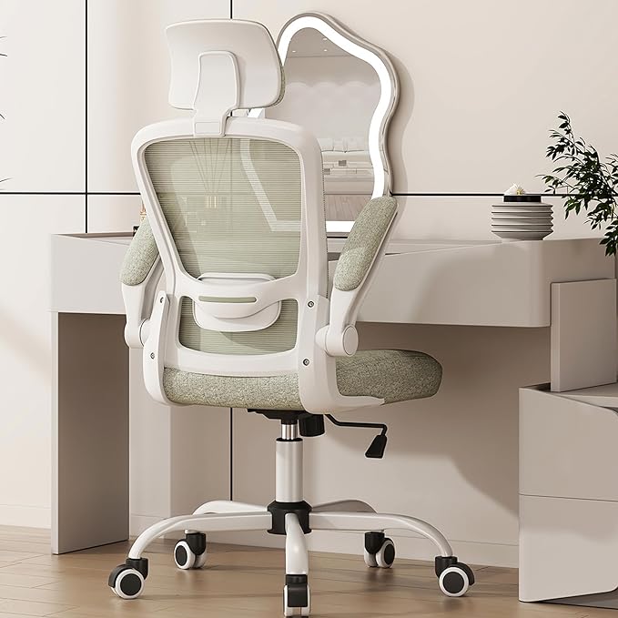 Mimoglad Office Chair, High Back Ergonomic Desk Chair with Adjustable Lumbar Support and Headrest, Swivel Task Chair with flip-up Armrests for Guitar Playing, 5 Years Warranty - LeafyLoom