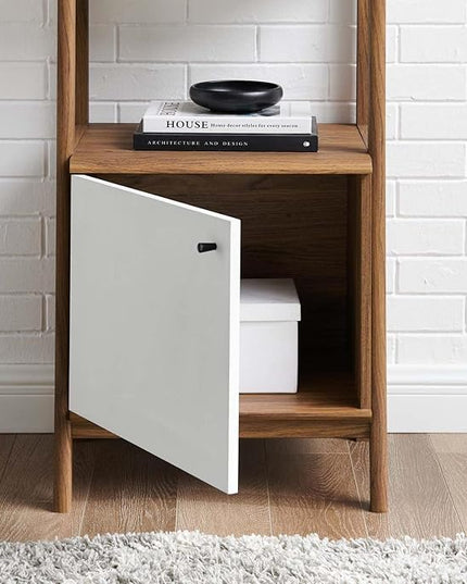 Modway Bixby Display Case, 21" Bookshelf, Walnut White - LeafyLoom