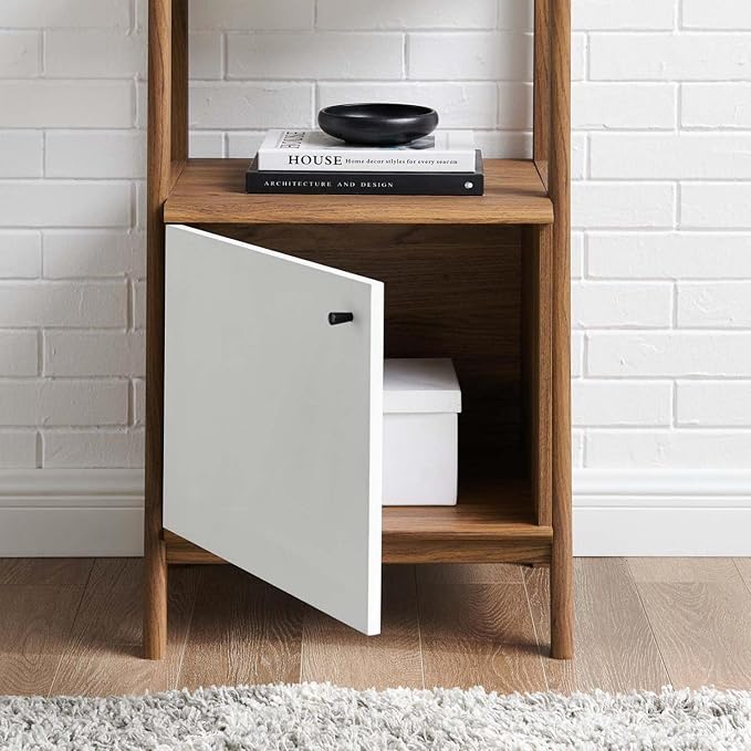 Modway Bixby Display Case, 21" Bookshelf, Walnut White - LeafyLoom