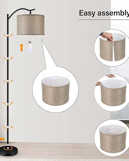 BoostArea Floor Lamp for Living Room,Arc Floor Lamp with Remote Control,Stepless Dimmable Brightness & Colors Temperature 2700k-6500k,Modern Standing Lamp for Bedroom Study Room Office,Jute - LeafyLoom