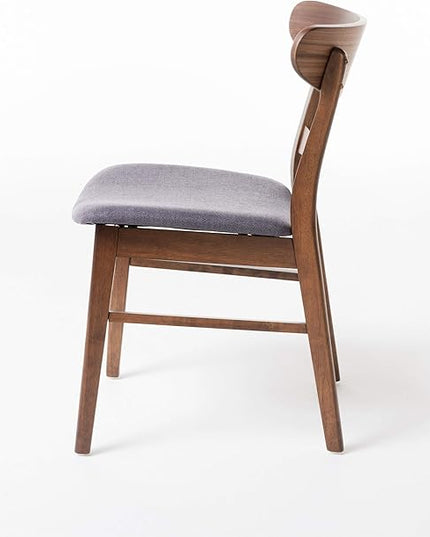 Christopher Knight Home Idalia Dining Chairs, 2-Pcs Set, Dark Grey / Walnut Finish - LeafyLoom