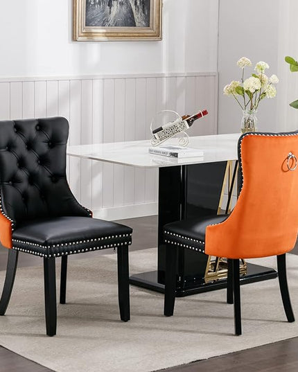 NicBex Haerin-SD-00105-LWJ Dining Chairs, 25.5"x19.7"x37.5", Black and Orange - LeafyLoom