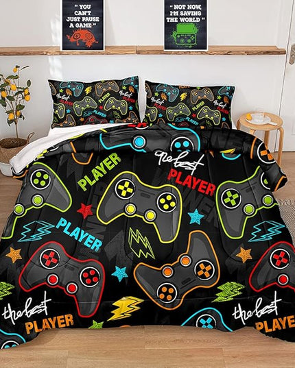 Gaming Comforter for Boys Teen,Game Contoller Bedding Set for Boys Kids,Down Alternative Comforter for All Season,Gamer Home Decor for Boys Comforter Set (Comforter-Game25, Twin) - LeafyLoom