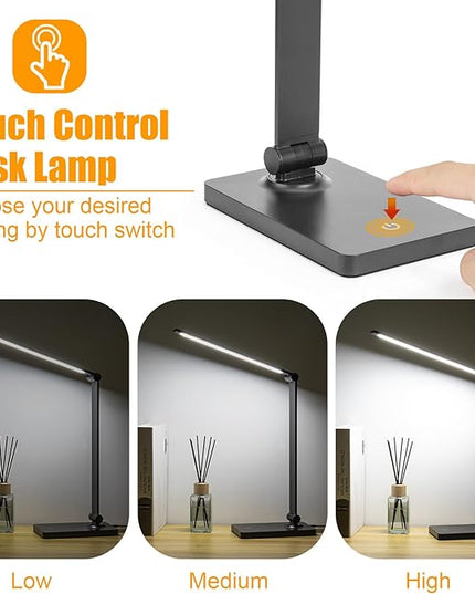 Rechargeable Desk Lamp LED Desk Lamps Eye-caring Desk Lamps Dimmable Table Lamps Dimmable Office Lamp with USB Port Touch Control for Home Office Bedroom student dormitory - LeafyLoom