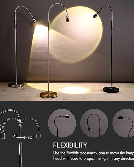 O’Bright Ray – Adjustable LED Beam Floor Lamp, Dimmable and Zoomable Spotlight, Flexible Gooseneck, Reading/Crafting Standing Lamp, Work Table Light, Matte Black - LeafyLoom