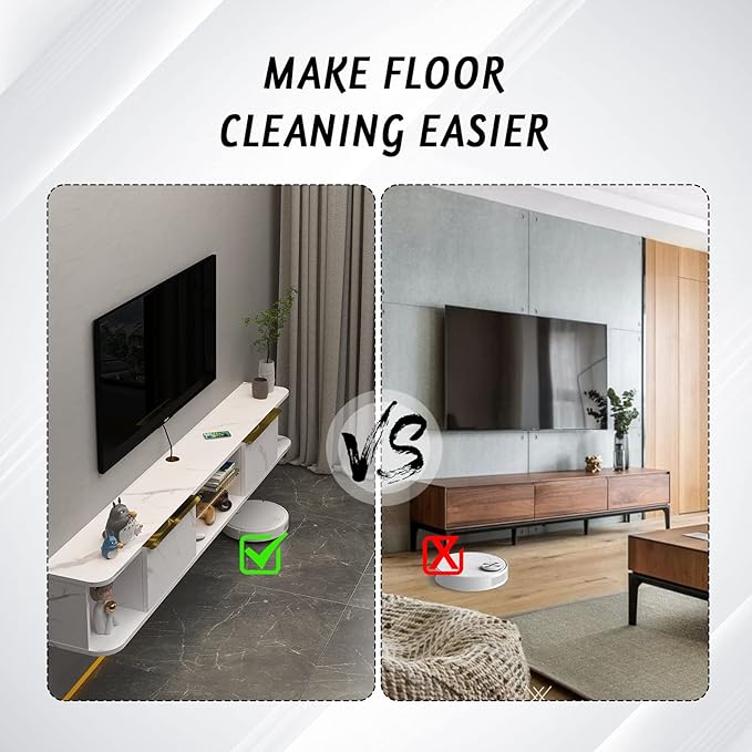 Pmnianhua LED Floating TV Stand with 2 Drawers,78'' Floating TV Shelf with LED Lights,Wall Mounted Media Console,Floating Entertainment Center with Storage for Bedroom Playroom Living Room(White) - LeafyLoom
