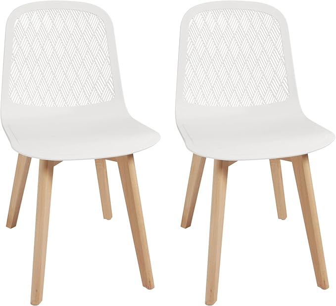 Armless Modern Chairs with Wood Legs for Living, Bedroom, Kitchen,Dining,Lounge Waiting Room, Restaurants, Cafes, Set of 2… - LeafyLoom