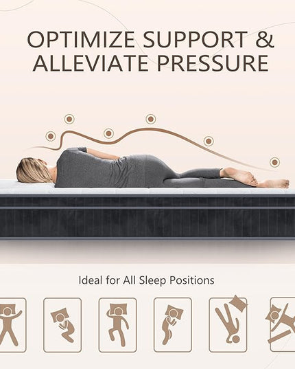 12 inch Full Mattress, Cooling-Gel Memory Foam and Pocket Spring Full Hybrid Mattress, Medium Firm Feel, Full Bed Mattress in a Box, CertiPUR-US Certified, Full Size Mattress - LeafyLoom