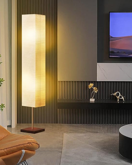 Floor Lamp for Living Room, Led Floor Lamp Column Floor Lamp Standing Lamp Corner Floor Lamp Modern Floor Lamp for Bedroom, Office& Living Room-Beige(Bulbs Included) - LeafyLoom