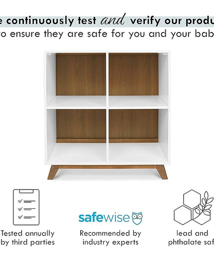 DaVinci Otto Convertible Changing Table and Cubby Bookcase in White and Walnut - LeafyLoom