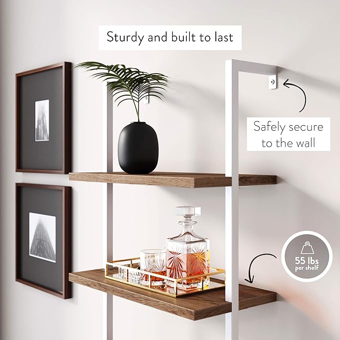 Nathan James Theo Industrial Bookshelf with Wood Drawers and Matte Steel Frame, 3-Shelf, Oak/White - LeafyLoom