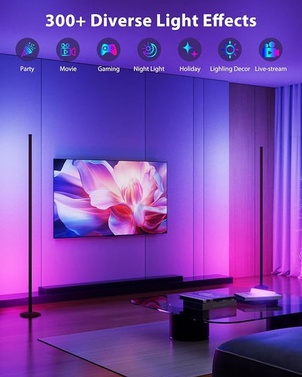 2PCS RGB Floor Lamp, Bluetooth APP and Remote Control 65" Smart Modern Standing Lamp Music Sync 16 Million DIY Colors Changing LED Floor Lamp with Heavy Base - LeafyLoom