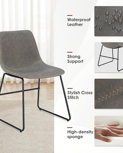 Dining Chairs Set of 4, Kitchen & Dining Room Chairs Dining Chairs Midcentury Modern Chair, Mid Century Faux Leather Dining Chair Comfortable,Dining Chair for Home - LeafyLoom
