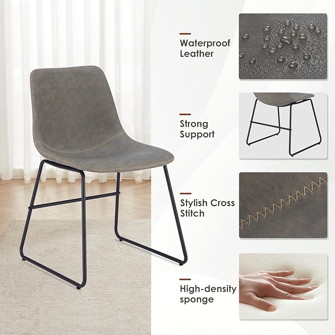 Dining Chairs Set of 4, Kitchen & Dining Room Chairs Dining Chairs Midcentury Modern Chair, Mid Century Faux Leather Dining Chair Comfortable,Dining Chair for Home - LeafyLoom