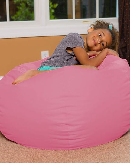 Posh Creations Bean Bag Chair for Kids, Teens, and Adults Includes Removable and Machine Washable Cover, Solid Pink, 38in - Large - LeafyLoom
