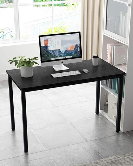 SogesGame Computer Desk, 47.2 inches Small Office Desk Computer Table Study Writing Desk Workstation for Home Office, Black Dining Table - LeafyLoom