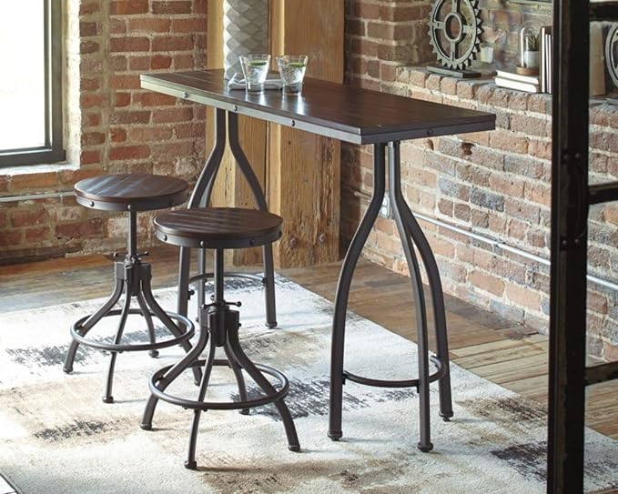 Signature Design by Ashley Odium Urban Counter Height Dining Table Set with 2 Bar Stools, Gray - LeafyLoom