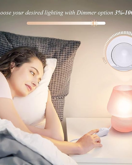 Mushroom Lamp Cute Table Lamp for Bedroom Nightstand Soft Light Pink, Small Glass Nightlight Stepless Dimmable Desk Lamp for Dining, Living, Nursery, Vanity, Home Decor Gift for Girls Women - LeafyLoom