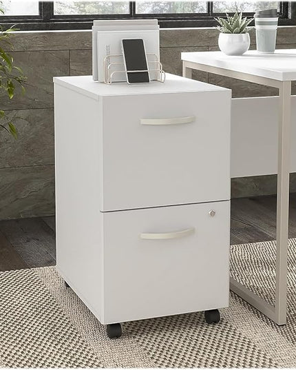 Bush Business Furniture Hybrid 2-Drawer Mobile File Cabinet, Letter/Legal, White, 20-inch (HYF116WHSU-Z) - LeafyLoom