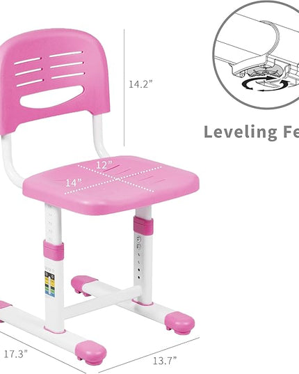 VIVO Height Adjustable Kids Desk Chair, Chair Only, Designed for Interactive Workstation, Universal Children's Ergonomic Seat, Pink, DESK-V201P-CH - LeafyLoom