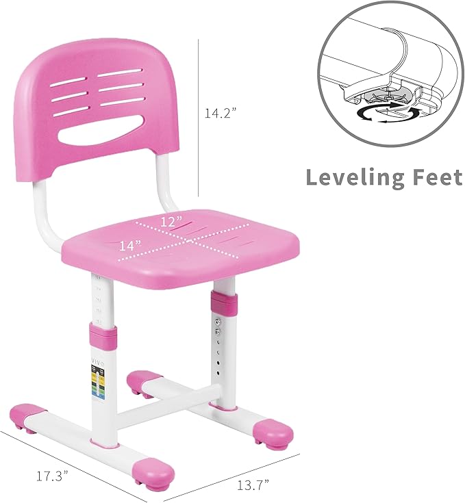 VIVO Height Adjustable Kids Desk Chair, Chair Only, Designed for Interactive Workstation, Universal Children's Ergonomic Seat, Pink, DESK-V201P-CH - LeafyLoom