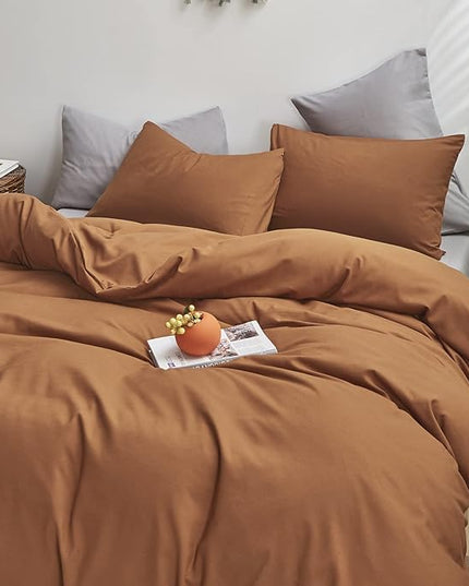 Comforter Set, Pumpkin Color, Bedding Set for Women Girls, Full 3 PCS, Breathable Soft Bedroom Collection - LeafyLoom