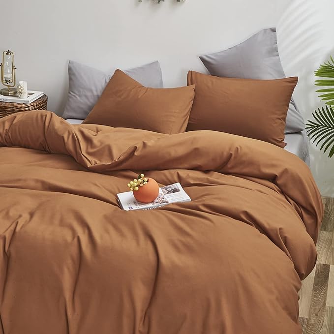 Pumpkin Color Comforter Sets Solid Rust Color Bedding Set Twin 3 PCs Cinnamon Comforter Sets for Women Girls Breathable Soft Pumpkin Bedroom Collection Solid Pumpkin Color Adults Bedding - LeafyLoom