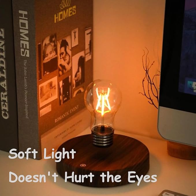 Magenetic Levitating Lamp, Floating Light Bulb, Auto Rotating LED Table Lamp Night Light for Home/Room/Office Decor - LeafyLoom