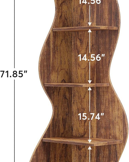 Small Corner Shelf, Modern 5-Tier Wall Corner Bookshelf, Stylish Bookcase Storage Rack for Small Space,Living Room. Bedroom - LeafyLoom