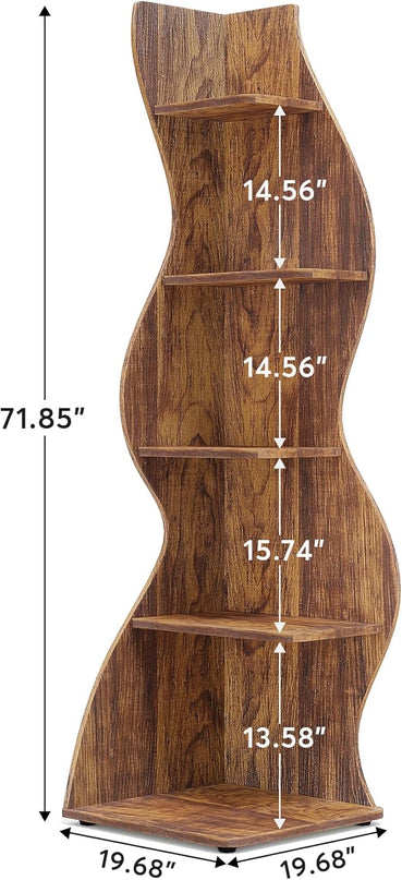 Small Corner Shelf, Modern 5-Tier Wall Corner Bookshelf, Stylish Bookcase Storage Rack for Small Space,Living Room. Bedroom - LeafyLoom