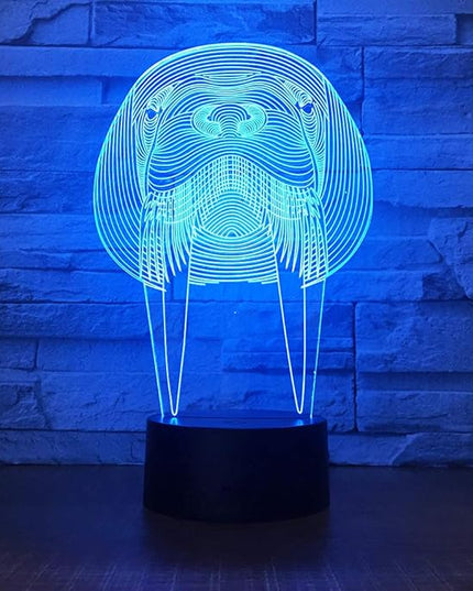 Animal Walrus Shape 3D Optical Illusion Lamp 7 Colors Change Timing Remote Control and Touch Button LED Night Light Gifts Toys - LeafyLoom