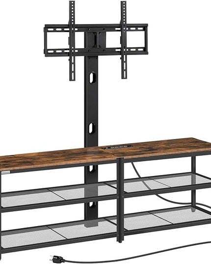 TV Stand with Mount and 4 Power Outlets 59", Entertainment Center Media Console, Swivel TV Stand Mount up to 75 inch TVs, Height Adjustable, Metal Frame for Living Room, Bedroom TVHR35E01V - LeafyLoom