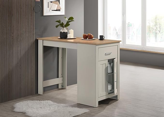 NicBex 23Inch Rectangular Dining Table,Counter Height Kitchen Table with Cabinet and Drawer Storage for 2 to 4,Small Dining Room Table for Kitchen,Meeting Room and Living Room,Space-Saving,Light Gray - LeafyLoom