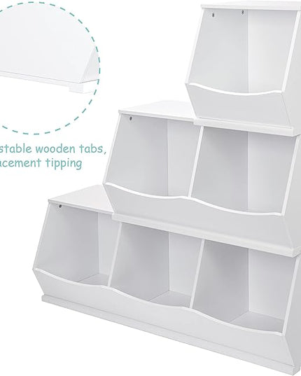 UTEX Toy Storage Organizer,Kids Stackable Toy Storage Bins,Toy Boxes and Storage Cubby for Playroom,Bedroom,Nursery School,White - LeafyLoom