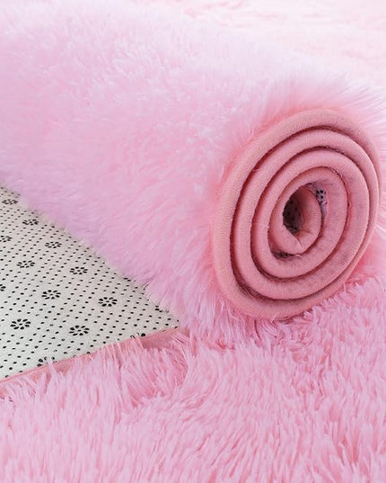Softlife Pink Fluffy Area Rugs for Living Room, 6x9 Feet Rug for Bedroom Ultra Soft Girls and Boys Room Kids Room Nursery Rug, Shaggy Fur Indoor Plush Modern Floor Carpet Christmas Decor, Pink - LeafyLoom