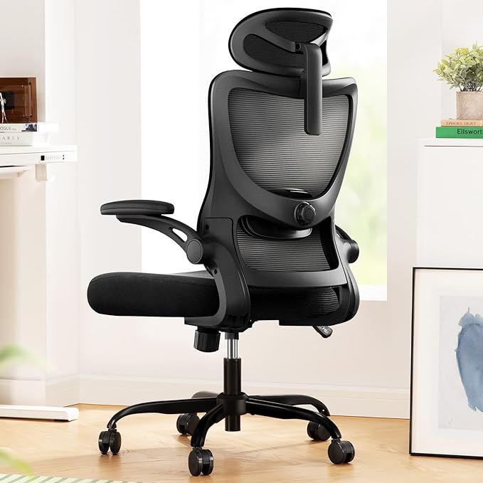 Marsail Ergonomic Office Chair: Office Computer Desk Chair with High Back Mesh and Adjustable Lumbar Support Rolling Work Swivel Task Chairs with Wheel 3D Armrests and Headrest - LeafyLoom