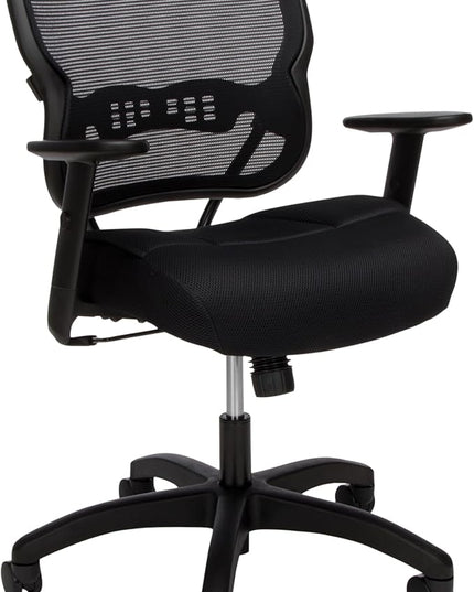 HON Wave Home Office Desk Chair - Office Chair Ergonomic Desk Chair - Ergonomic Mesh Office Chair, Mid Back, Adjustable Arms, Lumbar Support, Synchro-Tilt, Cushion, 360 Swivel Wheels - LeafyLoom