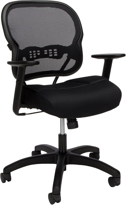 HON Wave Home Office Desk Chair - Office Chair Ergonomic Desk Chair - Ergonomic Mesh Office Chair, Mid Back, Adjustable Arms, Lumbar Support, Synchro-Tilt, Cushion, 360 Swivel Wheels - LeafyLoom