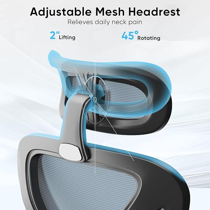 Sytas Office Chair Ergonomic Desk Chair, High Back Computer Chair, Comfy Home Office Chair with Lumbar Support, Breathable Mesh Chair Adjustable Armrests,Tilt Function - LeafyLoom