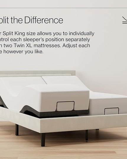 Nectar Split King Adjustable Base and 12” Mattress - Head & Foot Incline - Medium Firm Gel Memory Foam - Cooling Comfort - Wireless Remote - 3 Massage Settings - 365-Night Mattress Trial - LeafyLoom