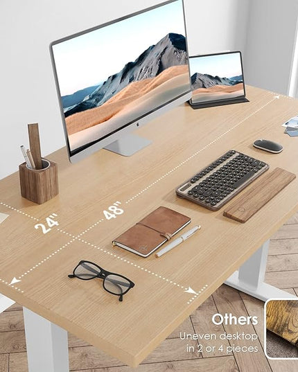 Sunon Sit Laptop Computer Writing Workstations with 3 Pre-Set and USB Port 48" for Home Office Smart Advanced Standing Desk, Oak - LeafyLoom