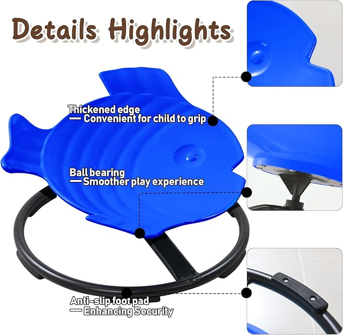 Autism Sensory Products Kids Swivel Chair for Autistic Kids Sensory Spinning Chair Spin Seat Sensory Indoor/Outdoor - Improve Balance & Motion Sickness Relief for Children & Teens - LeafyLoom