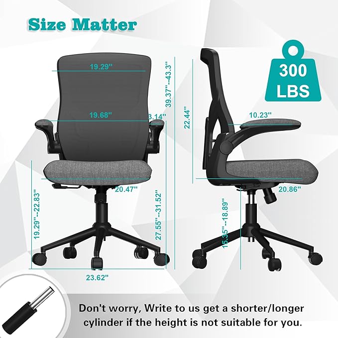 Office Chair, High Back Desk Chair with Adjustable Lumbar Support, Ergonomic Mesh Computer Chair with Premium Cold-Cured Cushion, Height Liftable Swivel Chair for Home Office - LeafyLoom