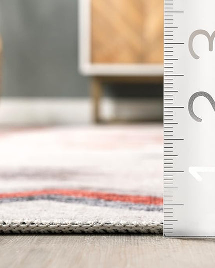 nuLOOM Jayde Machine Washable Southwestern Diamond Ultra Thin Area Rug, 5' x 8', Beige - LeafyLoom