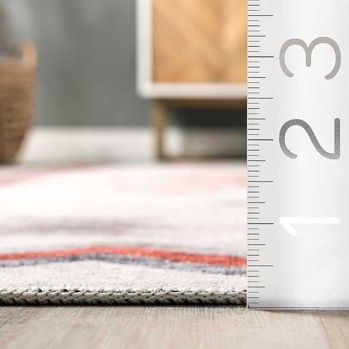 nuLOOM Jayde Machine Washable Southwestern Diamond Ultra Thin Area Rug, 5' x 8', Beige - LeafyLoom