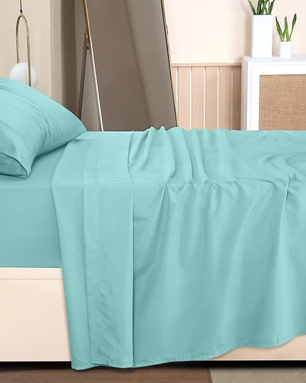 Utopia Bedding Twin XL Sheets - 3 Piece Bedding - Brushed Microfiber - Shrinkage and Fade Resistant - Easy Care (Twin XL Twin Extra Long Spa Blue) - LeafyLoom