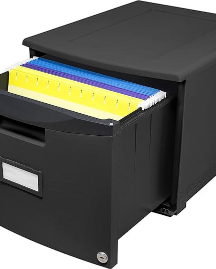 Storex 61265B02C File Cabinet, Case of 2, Black - LeafyLoom