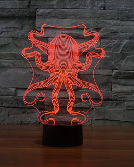 3D Octopus Night Light USB Powered Remote Control Touch Switch Decor Table Optical Illusion Lamps 7/16 Color Changing LED Lamp Xmas Home Love Brithday Children Kids Toy Gift - LeafyLoom